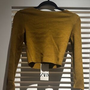 Zara Ochre Long Sleeve Crop Top